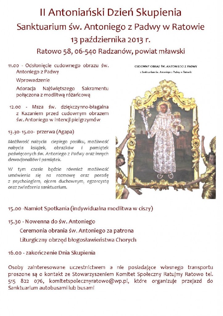 II Antoniański Dzień Skupienia plakat