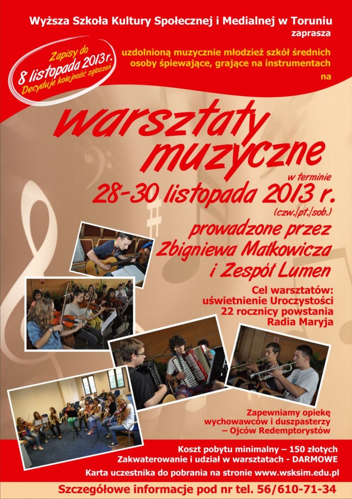 Warsztaty muzyczne w WSKSiM-plakat