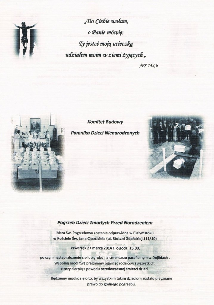 plakat-Pogrzeb dzieci zmarłych przed narodzeniem