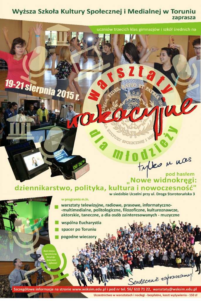 Wakacyjne Warsztaty dla młodzieży-plakat
