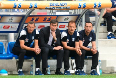 Trener Lecha Maciej Skor¿a asystenci Dariusz ¯uraw Tomasz Rz¹sa kierownik dru¿yny Mariusz Skrzypczak