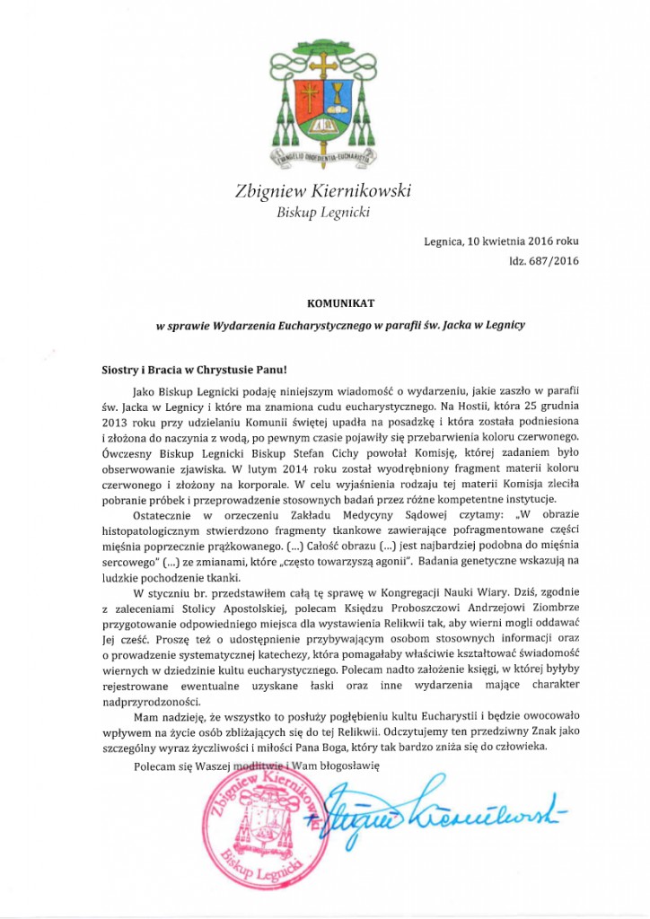 komunikat ks. bp. Kiernikowskiego