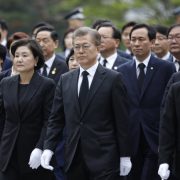 South Korea’s President Moon Jae-in arrives at the National Cemetery in Seoul