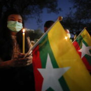 Protest against Myanmar’s military coup in Bangkok